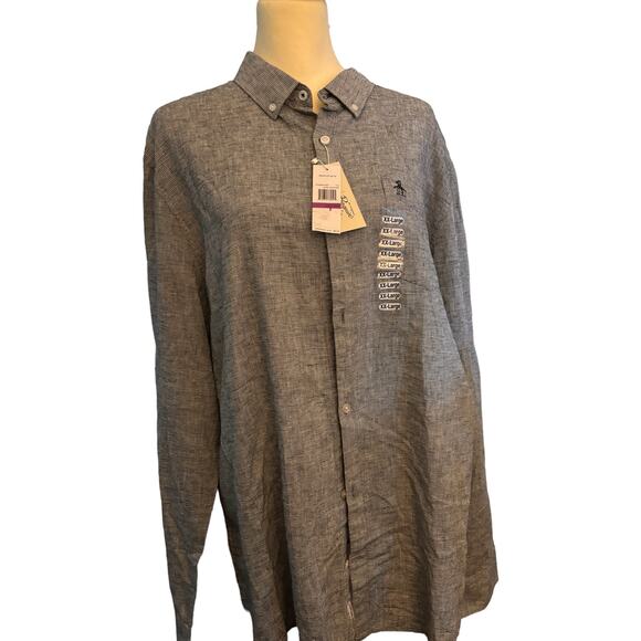 Penguin Linen Blend Shirt, Men's XXL, NWT, Dark Sapphire - Picture 2 of 8